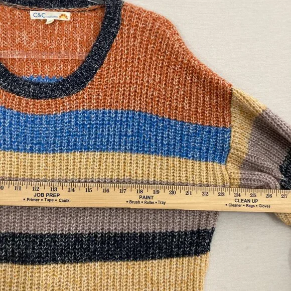 C&C California Color Block Crew Neck Multi Color Cozy Relaxed Sweater 1X - Picture 6 of 9